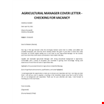 Agricultural Manager Application Letter example document template