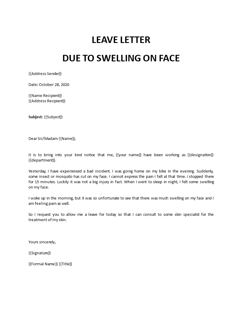leave due to skin infection on face Main Image leave due to skin infection on face template