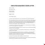 Executive Assistant Cover letter example document template