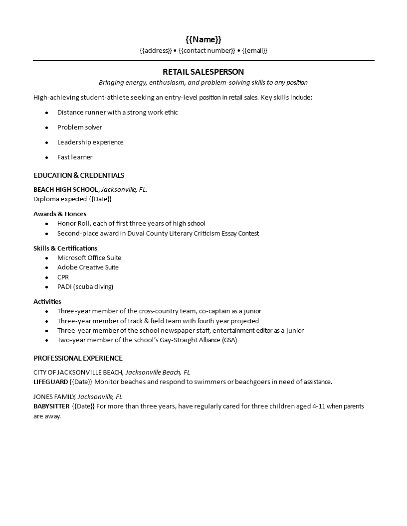 high school resume Main Image high school resume