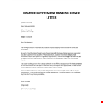 Finance investment banking cover letter example document template
