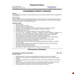 Condomium Property Manager Resume example document template
