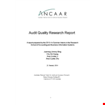 Research Audit - Quality, Earnings, and Audit Insights | Document Templates example document template