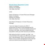 Salary Negotiation Letter: Addressing Salary Concerns with Your Company example document template 