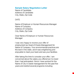 Salary Negotiation Letter: Addressing Salary Concerns with Your Company example document template