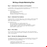 Simple Marketing Plan: Crafting an Engaging Message for Your Target Audience example document template