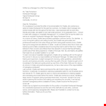 Letter From Manager For A Part Time Employee example document template