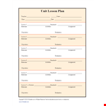 Unit Plan Template - Organize Materials, Activities, Lessons, and Assignments with Standards example document template