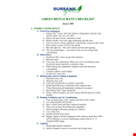 Green Restaurant Checklist example document template