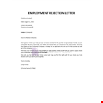 Employment Rejection Letter Template example document template