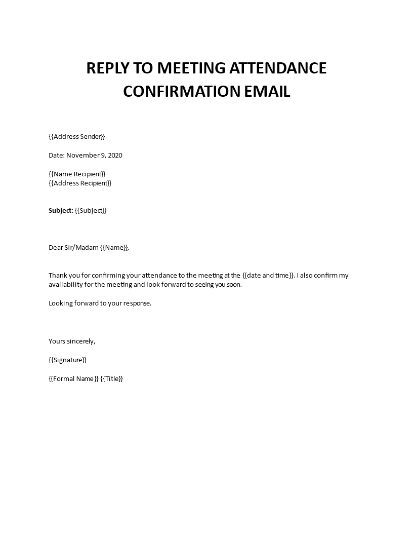 reply to confirmation email template