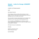 Change of Address Letter for Bakery example document template