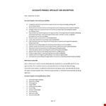 Accounts Payable Specialist Job Description example document template