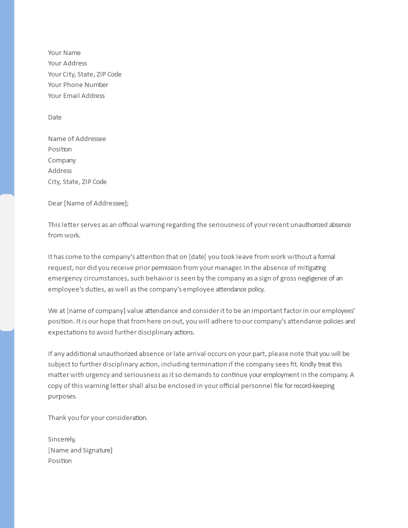 Effective Employee Warning Letter For Company Addressing Employee effective-employee-warning-letter-for-company-addressing-employee