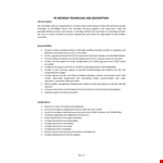 IT Technician Job Description example document template