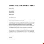 Cover letter to recruitment agency example document template