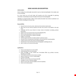 News Anchor Job Description  example document template