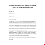 Automotive Regional Manager cover letter example document template