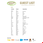Conference Guest List Template example document template