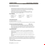 Marketing Sales Executive Resume - Expert in International Business Development and Sales example document template