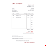 Offer Quotation - Get the Best Price for Total, Lorem Ipsum, Dummy, and More example document template 