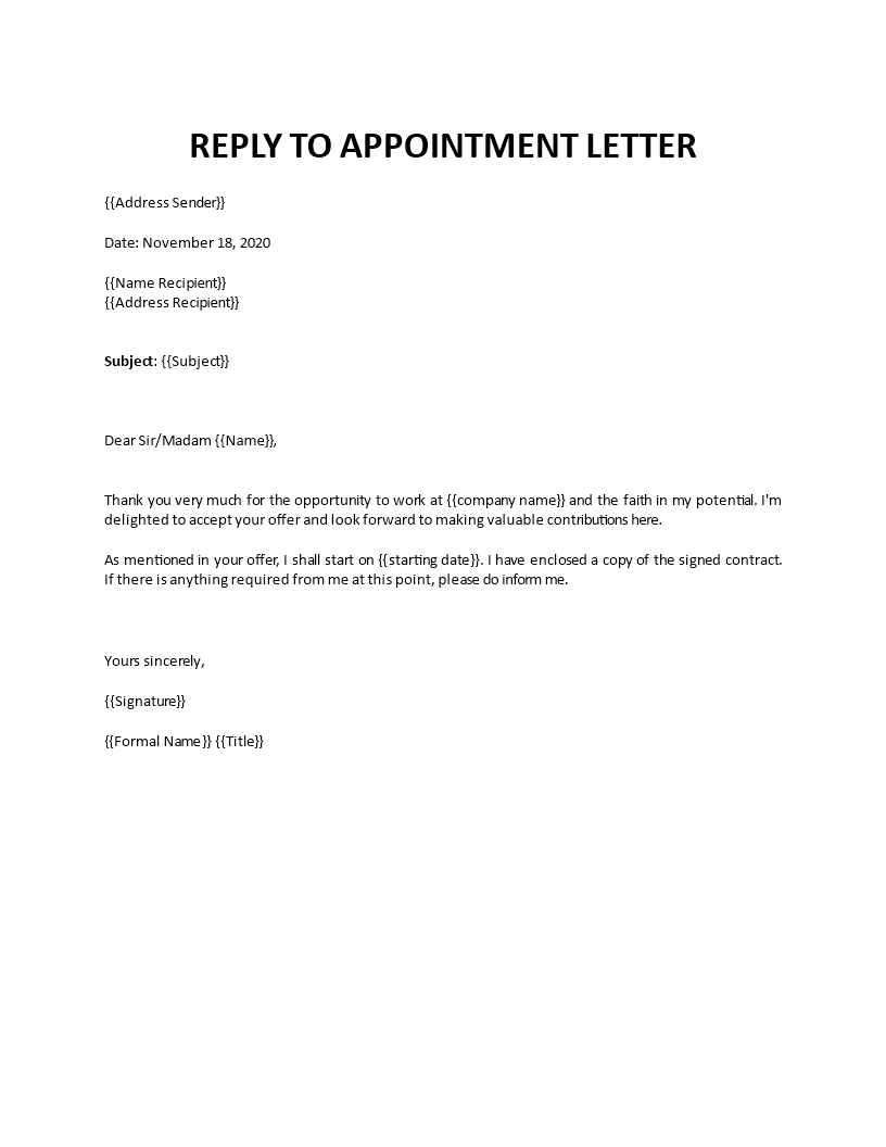 reply to job appointment letter Main Image reply to job appointment letter
