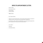 Reply To Job Appointment Letter example document template