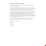 Hr Internship Job Application Letter example document template
