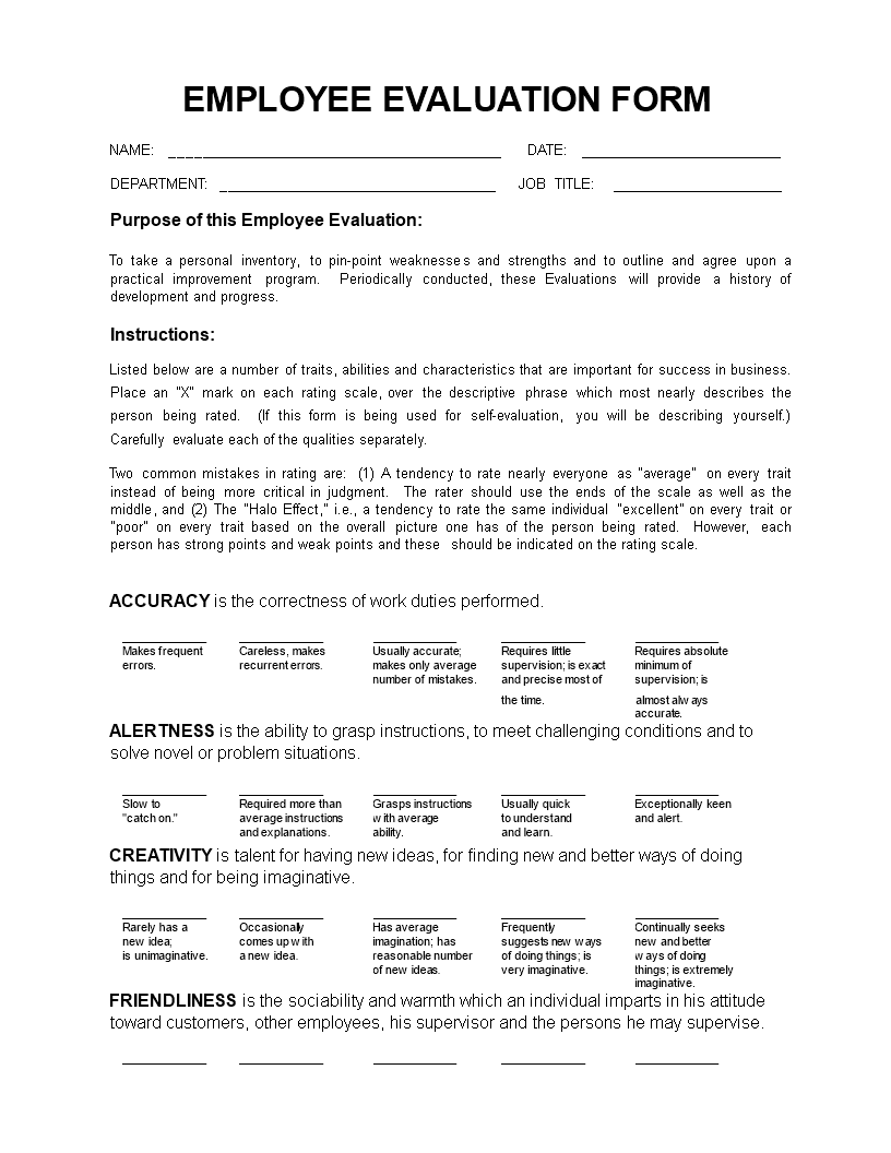 Simple Employee Review Form
