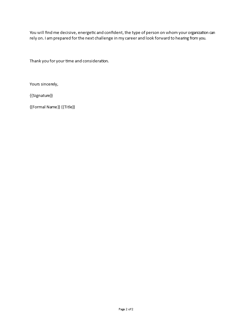finance executive cover letter example