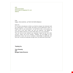 Giving Recognition Letter - Company Performance & Appreciation example document template