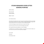 Studio Manager cover letter example document template 