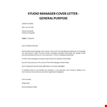 Studio Manager cover letter example document template