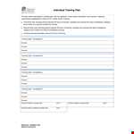 Individual Training Plan example document template