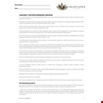 Contract For Photographic Services Pdf Format example document template
