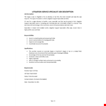 Litigation Support Specialist Job Description example document template