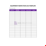 Equipment Inspection Log example document template