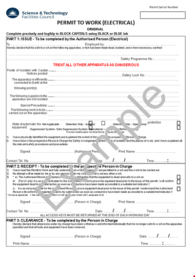 Electrical Work Receipt | Equipment, Person, Permit, Authorized
