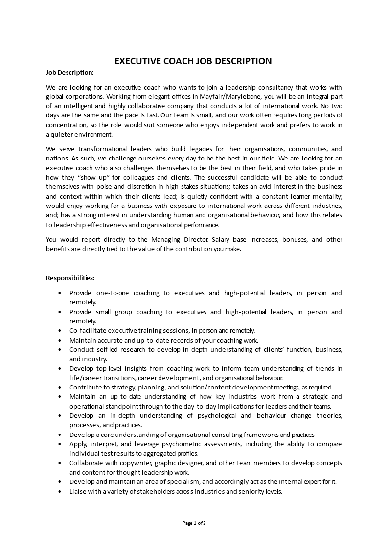 executive coach job description