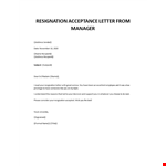 Resignation acceptance letter from manager example document template