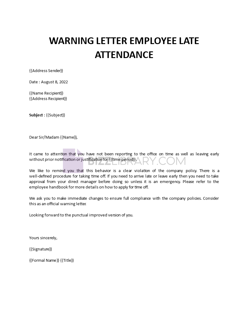 warning letter to employee sample Main Image warning letter to employee sample