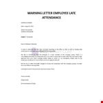 Warning letter to employee sample example document template