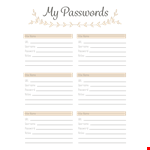 Password List Template | Easily Manage Your Passwords example document template