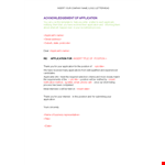 Sample Application Acknowledgement Letter example document template