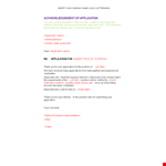 Sample Application Acknowledgement Letter example document template 