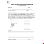 Community Service Letter Of Recommendation example document template