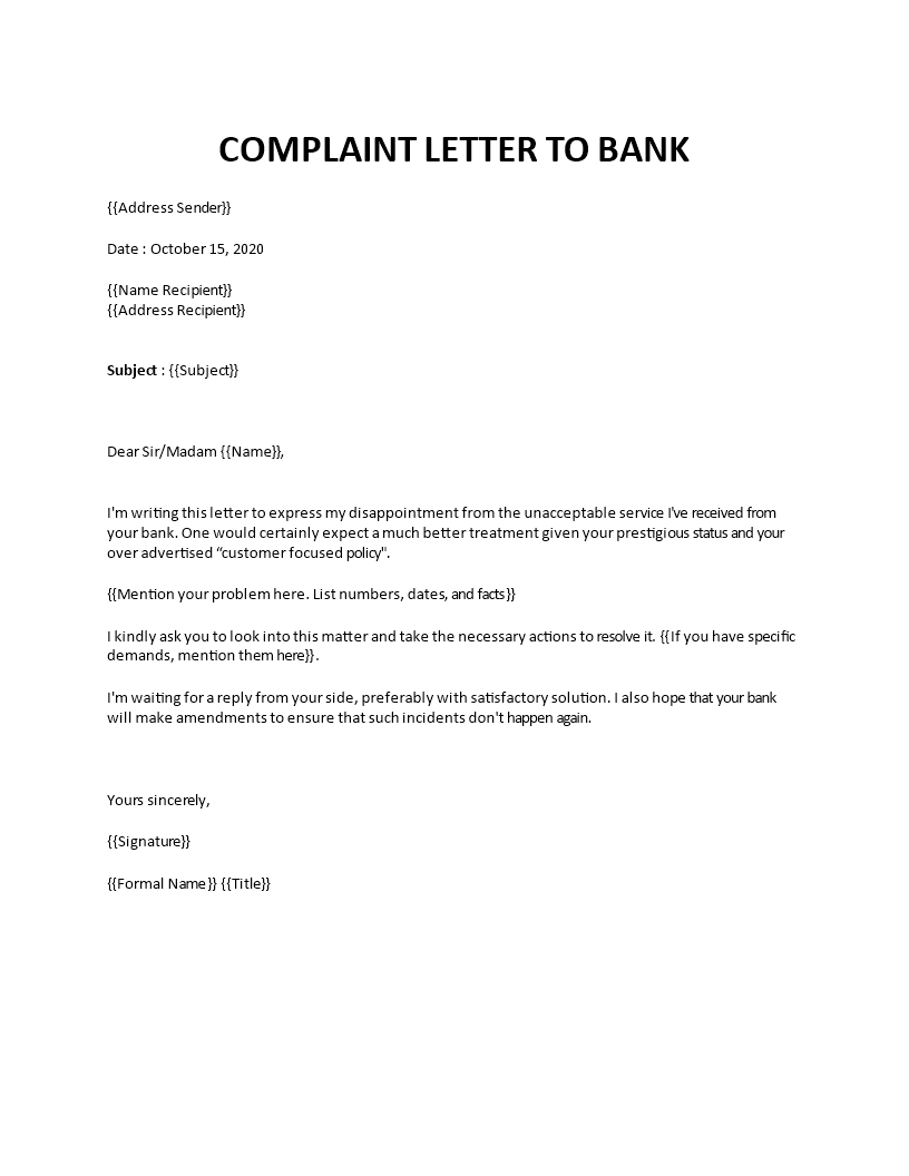 Complaint Letter To Bank complaint-letter-to-bank