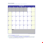 January Calendar Template Word example document template