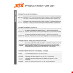 Product Inventory List Template for Digital Businesses - ActivPanel Mount and Promethean Integration example document template