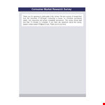 Sample Research Survey Questionnaire example document template